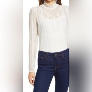 NWT Halogen Nordstrom Lace Knit Top